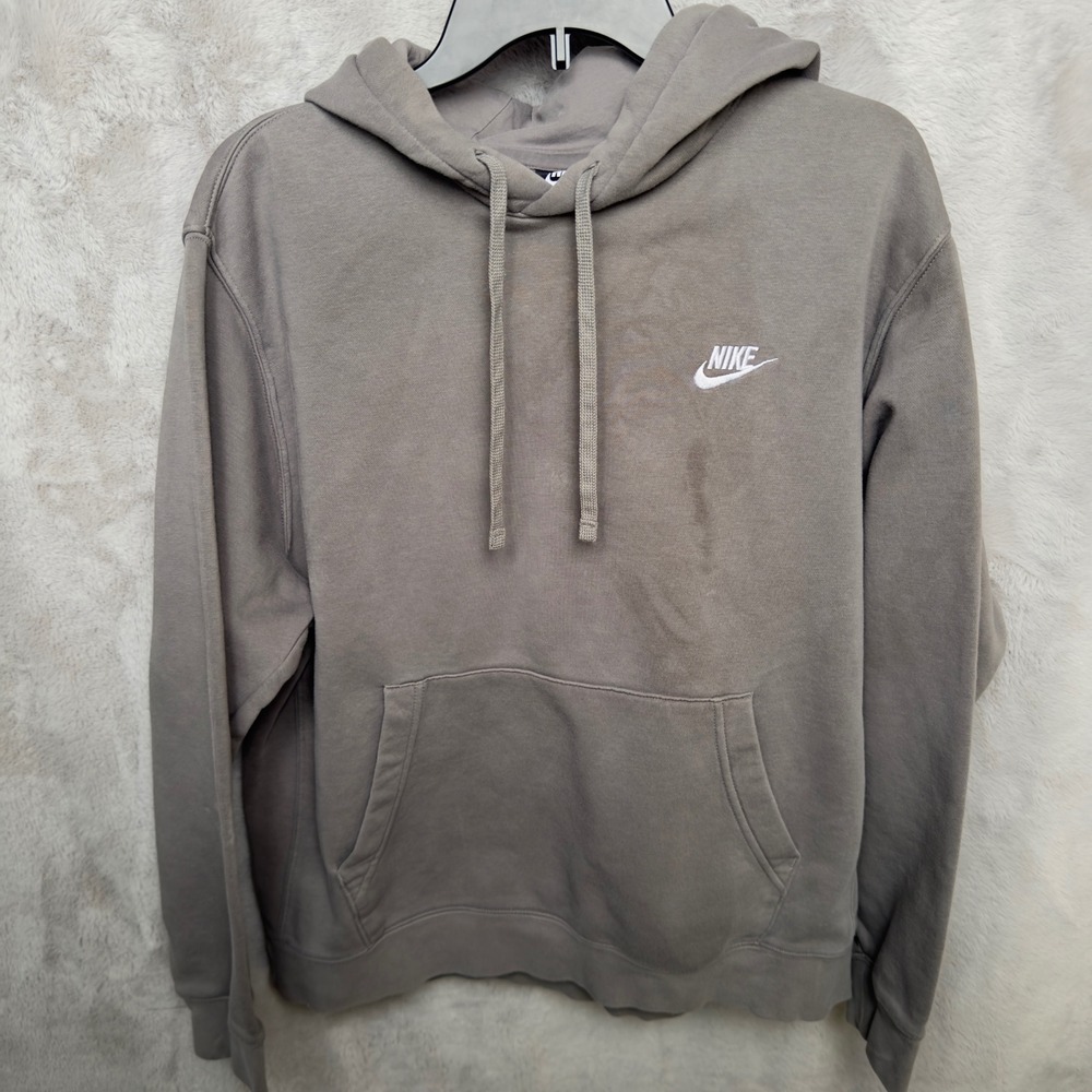 Nike Gray Pullover Hoodie Mens Large Swoosh Logo Hooded Sweatshirt
